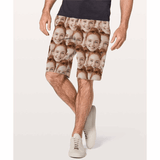 Custom Face Pattern Seamless Personalized Photo Men's Elastic Beach Shorts