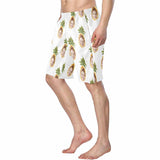 Custom Face Pineapple White Personalized Photo Men's Elastic Beach Shorts