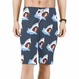 Custom Face Shark Personalized Photo Men's Beach Shorts Drawstring Shorts