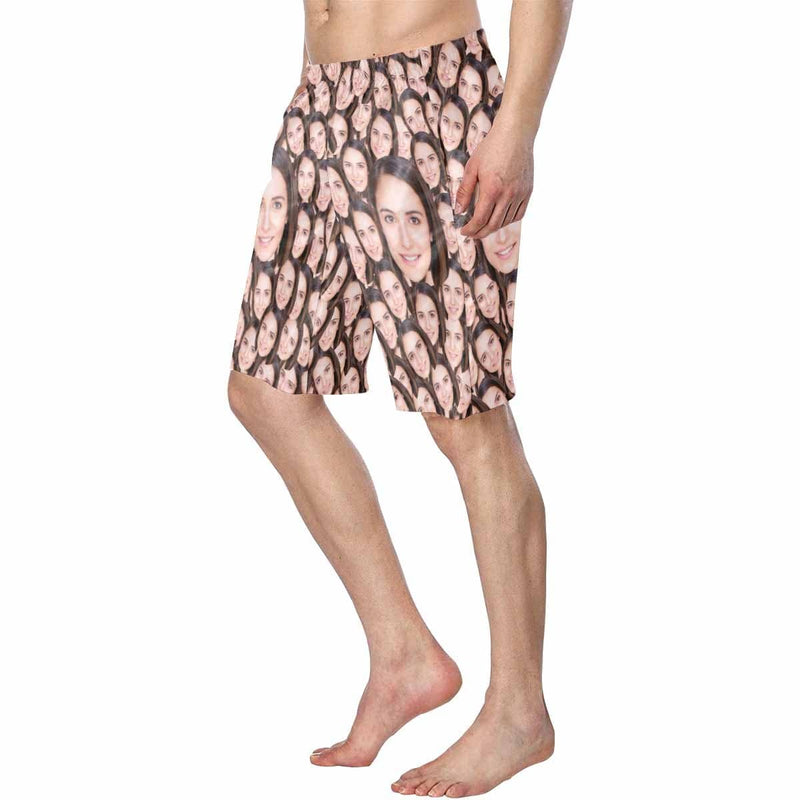 Custom Face Smash Seamless Personalized Photo Men's Elastic Beach Shorts