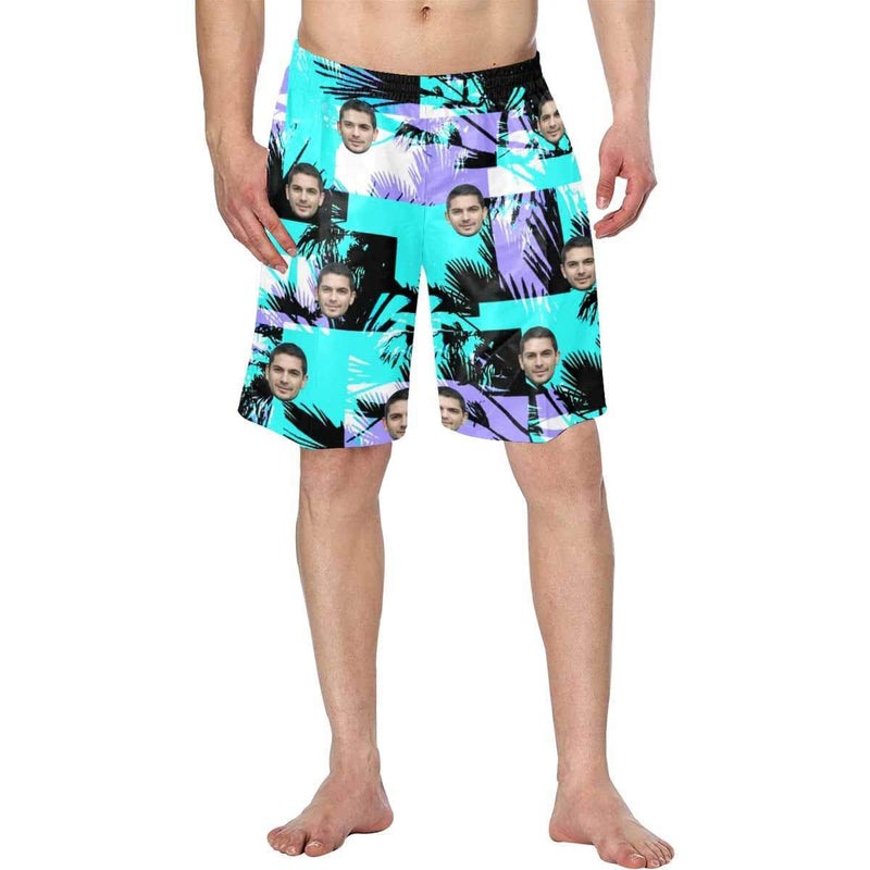 Custom Face Tree Personalized Photo Men's Elastic Beach Shorts