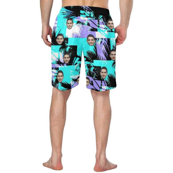 Custom Face Tree Personalized Photo Men's Elastic Beach Shorts