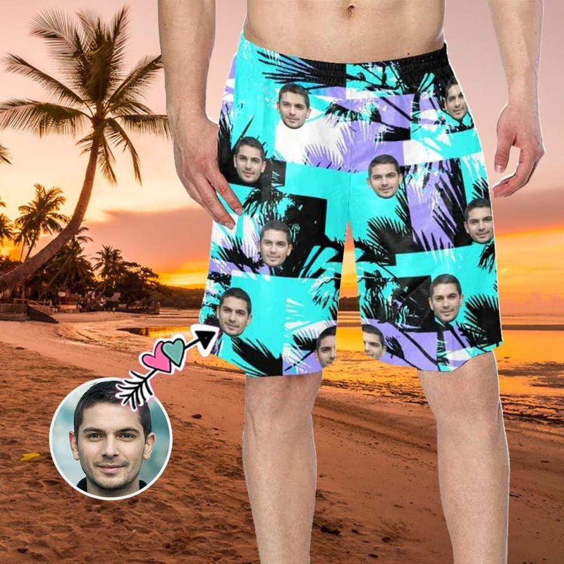 Custom Face Tree Personalized Photo Men's Elastic Beach Shorts