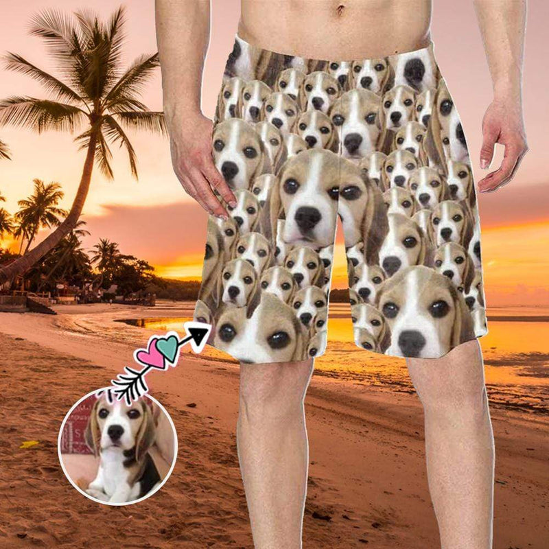 Custom Photo Dog Personalized Men's Elastic Beach Shorts