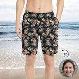 Hot Selling Custom Face Flowers Personalized Photo Men's Elastic Beach Shorts