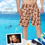 Hot Selling Custom Face Seamless Funny Personalized Photo Men's Elastic Beach Shorts