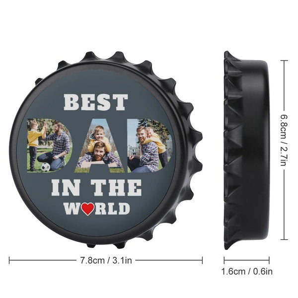 Custom Photo Bottle Opener/Fridge Magnets - Love Dad Fathers Day Gift - Personalized Barware Beer Opener Gift for Dad/Him