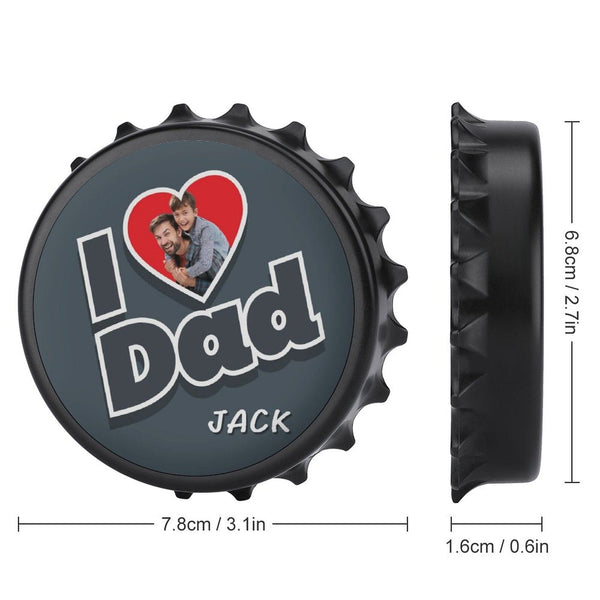 Custom Photo&Name Bottle Opener/Fridge Magnets - Love Dad Fathers Day Gift - Personalized Barware Beer Opener Gift for Dad/Him