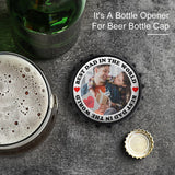 Custom Photo&Text Bottle Opener/Fridge Magnets - Love Dad Fathers Day Gift - Personalized Barware Beer Opener Gift for Dad/Him