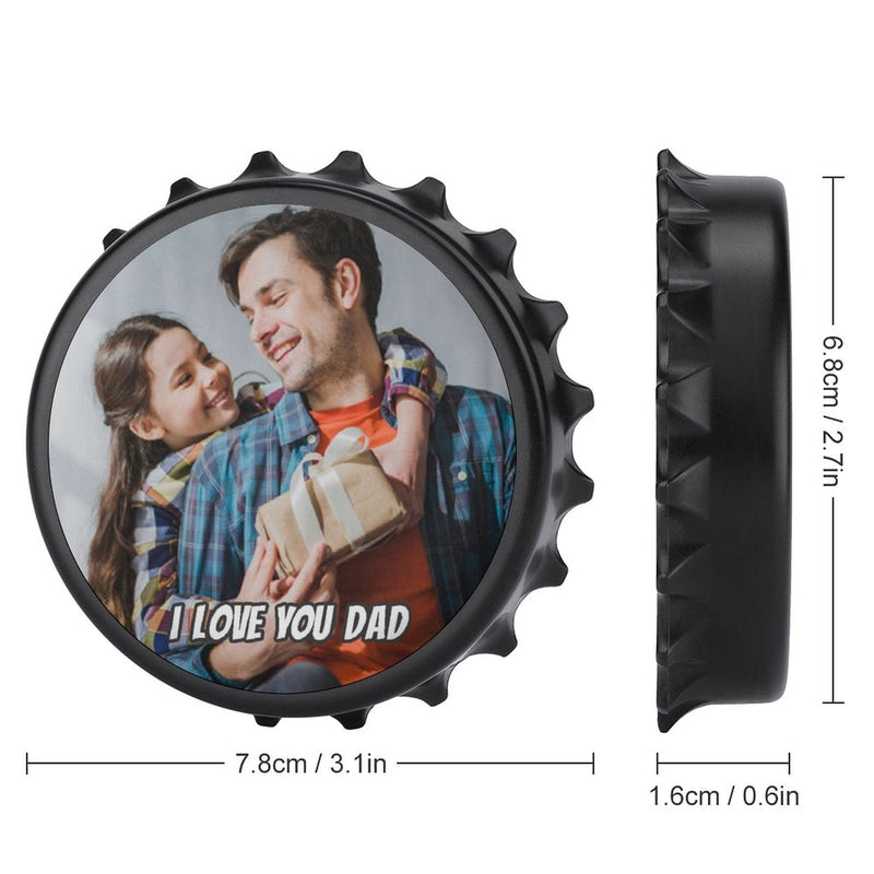 Custom Photo&Text Bottle Opener/Fridge Magnets - Love Dad Fathers Day Gift - Personalized Barware Beer Opener Gift for Dad/Him