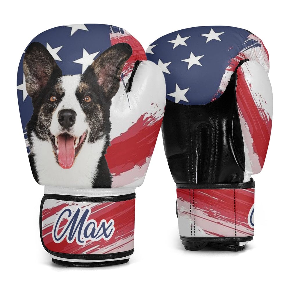 Custom Face&amp;Name American Flag Boxing Gloves