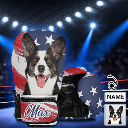 Custom Face&amp;Name American Flag Boxing Gloves