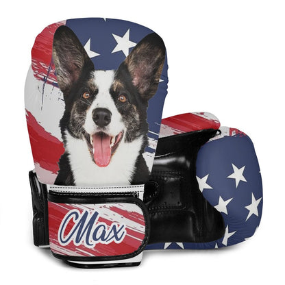 Custom Face&amp;Name American Flag Boxing Gloves