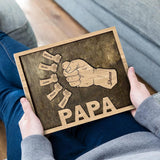 Personalized Fists Fathers Day Wood Sign  Custom Dad Plaque Family Tree Frames Wooden Plaques Decor