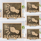 Personalized Fists Fathers Day Wood Sign  Custom Dad Plaque Family Tree Frames Wooden Plaques Decor