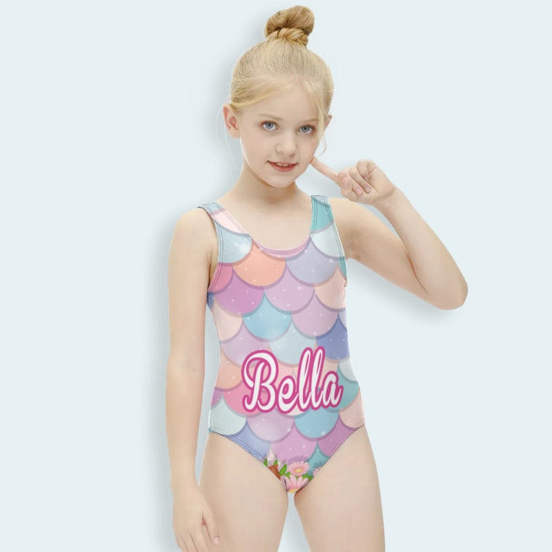 Custom Name Mermaid One Piece Kid's Swimsuit Personalized Swimsuit For Children