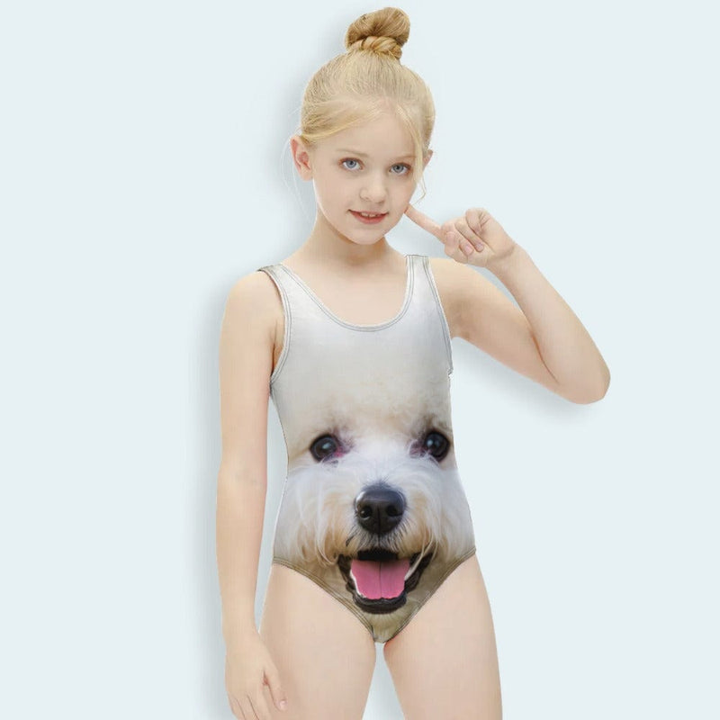 Custom Big Pet Face One Piece Kid's Swimsuit Personalized Swimsuit For Children