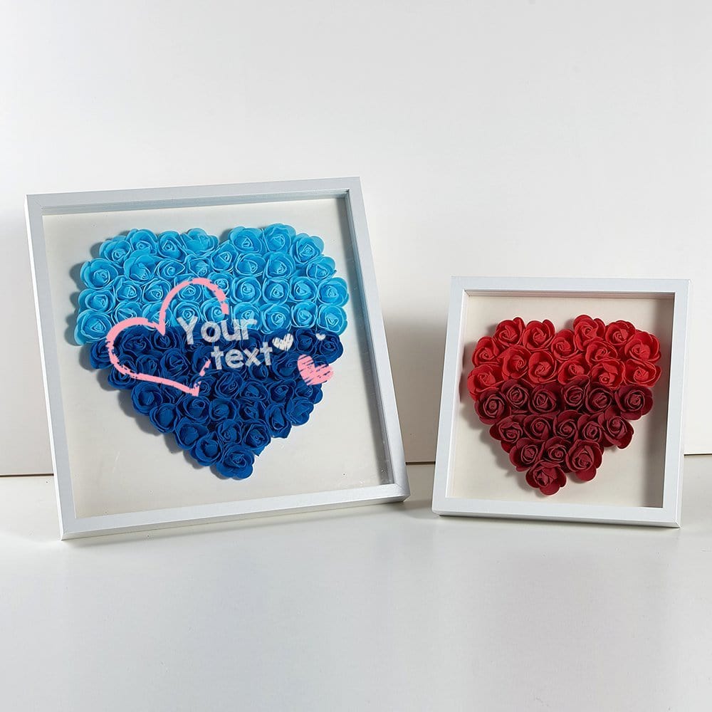 Custom Pink Text Heart-shaped Paper Flower Shadow Box Valentine&