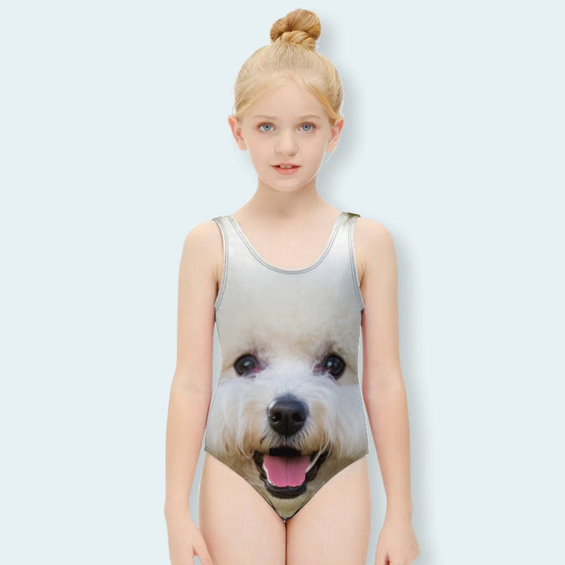 Custom Big Pet Face One Piece Kid's Swimsuit Personalized Swimsuit For Children