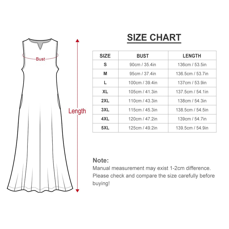 Custom Face Leaves Sleeveless Summer Dress with Pocket Personalized Women's Long Dress