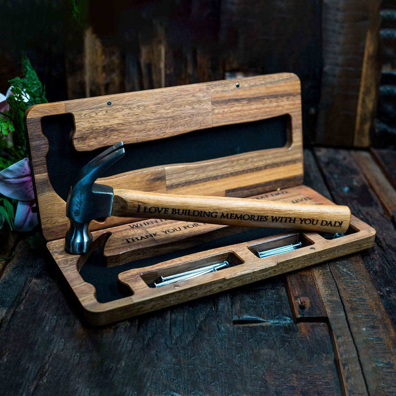 Custom Text Engraved Hammer Gift Set for Father's day