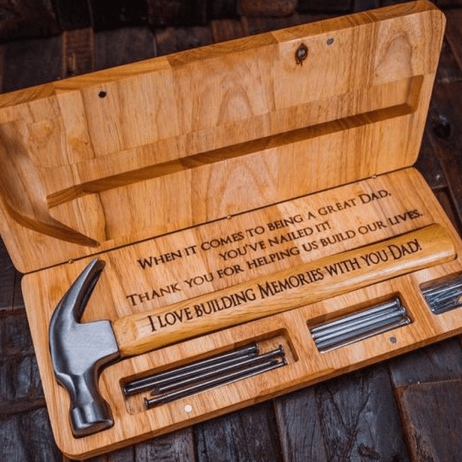 Custom Text Engraved Hammer Gift Set for Father's day