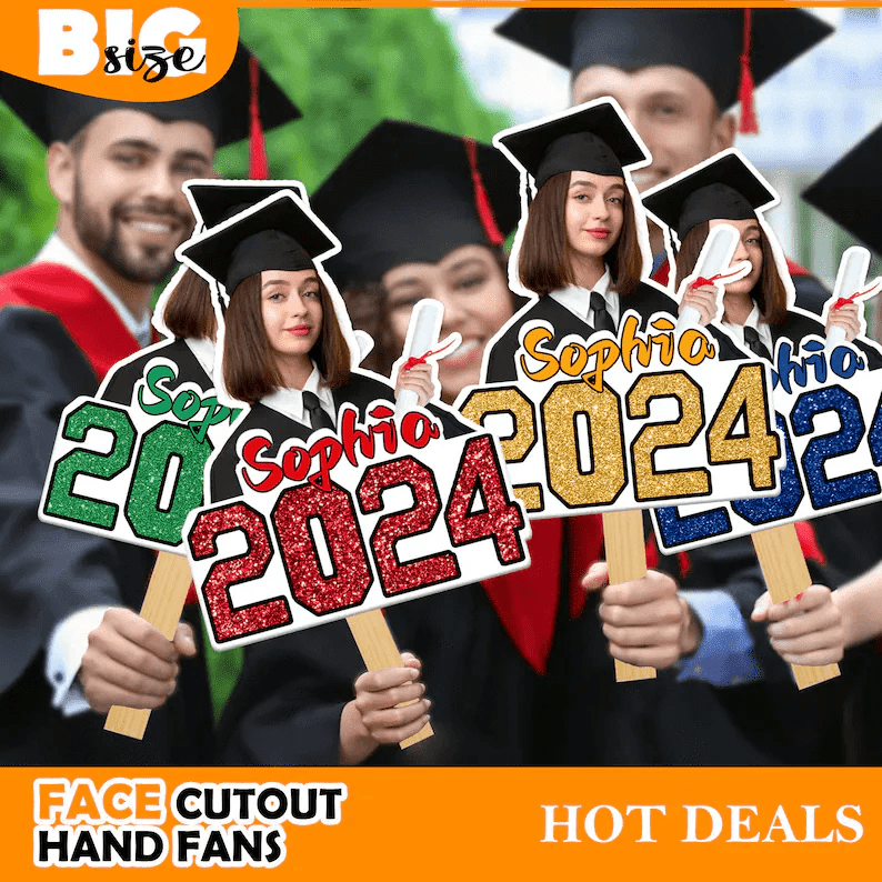 Custom Hand Fans with Wooden Handle Custom Big Head with Photo Personalized Hand Fans with Picture DIY Face Fans#Father's Day#Graduation Ceremony