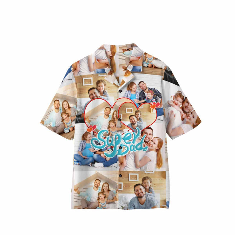 Custom Photo Super Dad Hawaiian Shirts Casual Men's Summer Shirts  Personalized Birthday Vacation Party Gift