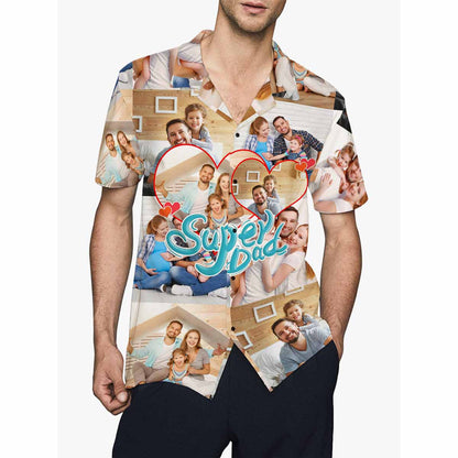 Custom Photo Super Dad Hawaiian Shirts Casual Men&