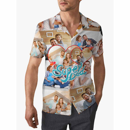 Custom Photo Super Dad Hawaiian Shirts Casual Men&