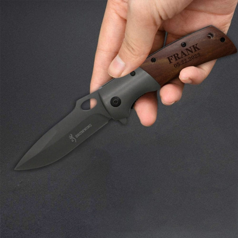 Custom Text Folding Camping Knife Unique Father's Day Gifts