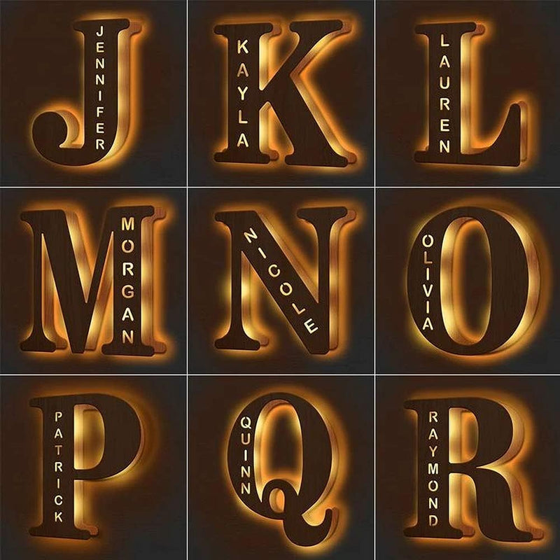 Custom Name Decor Led Night Light Engrave Light Up Letters for Wall Alphabet Letters Light Home Decor Gift