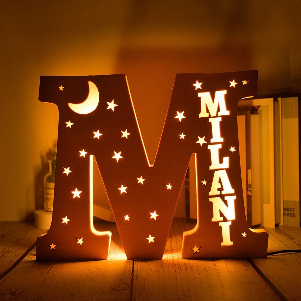 Custom Name Decor Led Night Light Engrave Stars and Moon Light Up Letters for Wall Alphabet Letters Light