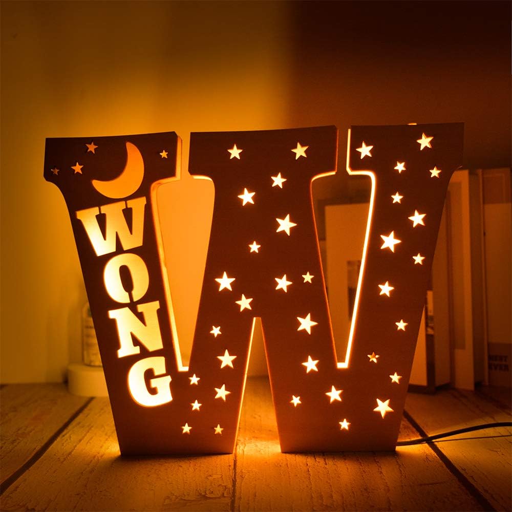 Custom Name Decor Led Night Light Engrave Stars and Moon Light Up Letters for Wall Alphabet Letters Light