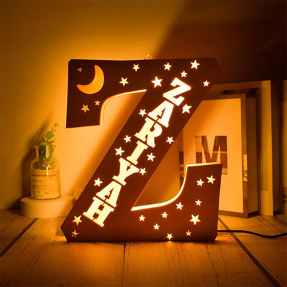 Custom Name Decor Led Night Light Engrave Stars and Moon Light Up Letters for Wall Alphabet Letters Light