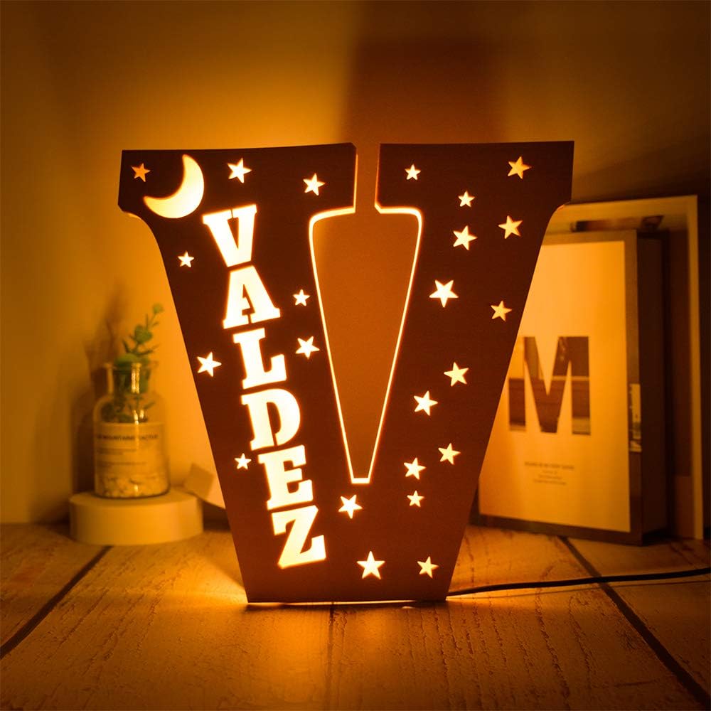 Custom Name Decor Led Night Light Engrave Stars and Moon Light Up Letters for Wall Alphabet Letters Light