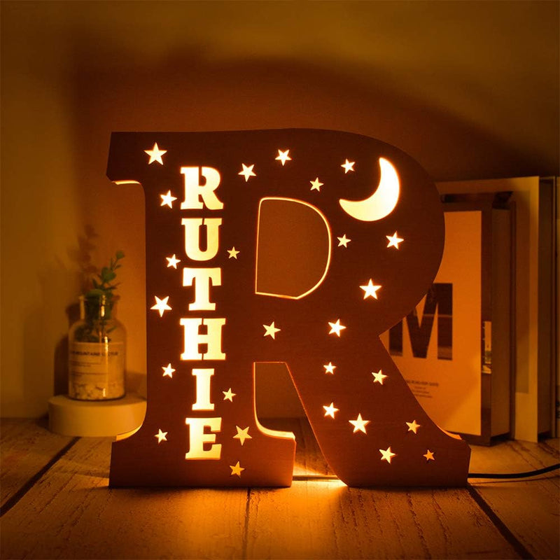 Custom Name Decor Led Night Light Engrave Stars and Moon Light Up Letters for Wall Alphabet Letters Light