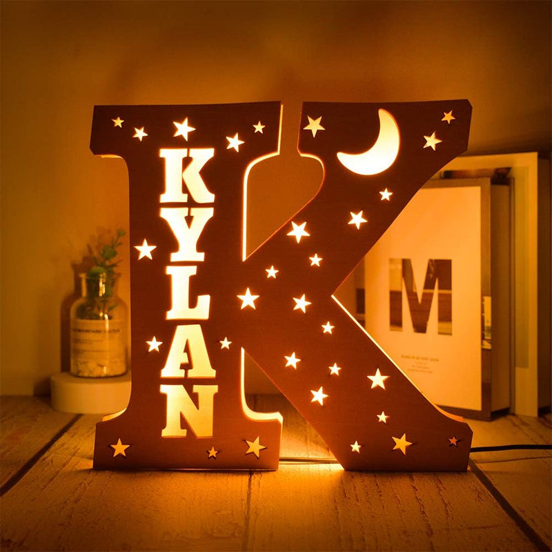 Custom Name Decor Led Night Light Engrave Stars and Moon Light Up Letters for Wall Alphabet Letters Light