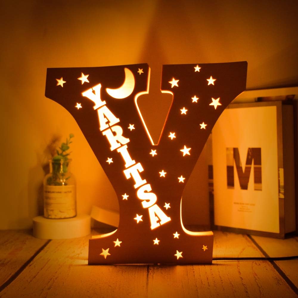 Custom Name Decor Led Night Light Engrave Stars and Moon Light Up Letters for Wall Alphabet Letters Light