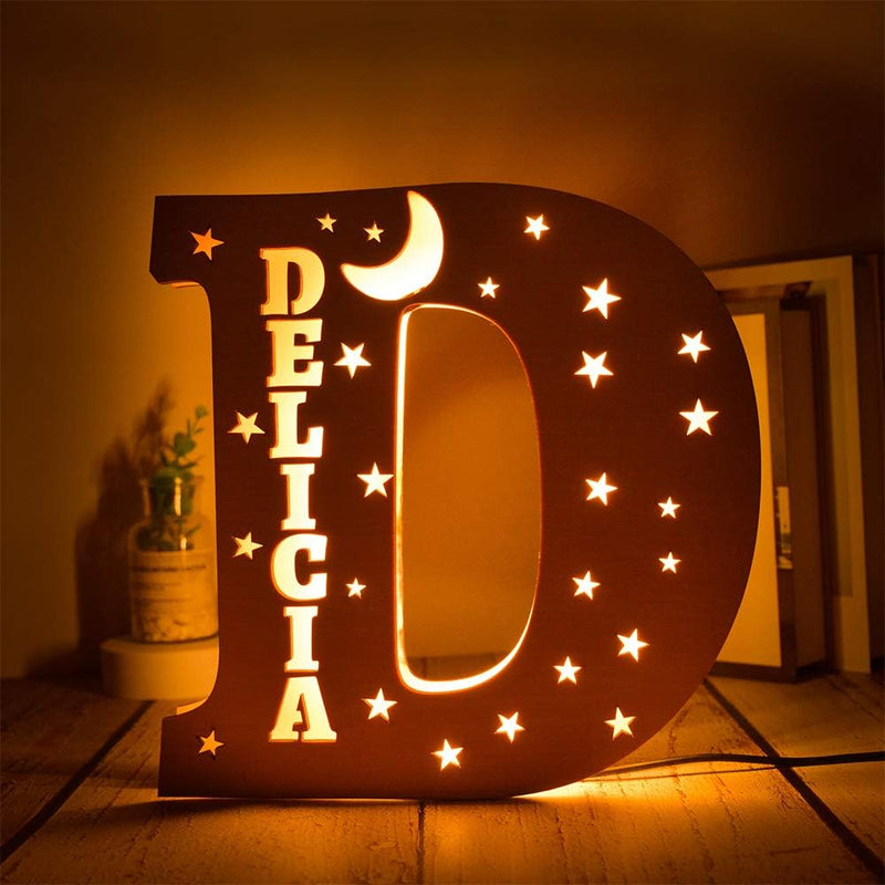 Custom Name Decor Led Night Light Engrave Stars and Moon Light Up Letters for Wall Alphabet Letters Light