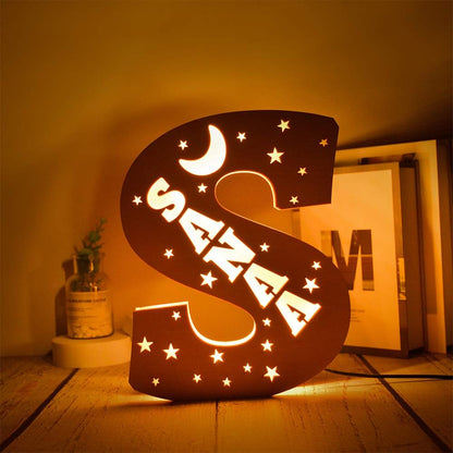 Custom Name Decor Led Night Light Engrave Stars and Moon Light Up Letters for Wall Alphabet Letters Light