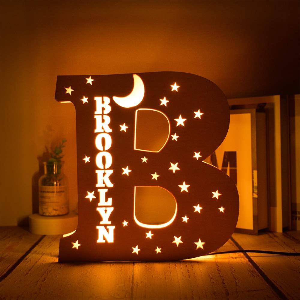 Custom Name Decor Led Night Light Engrave Stars and Moon Light Up Letters for Wall Alphabet Letters Light