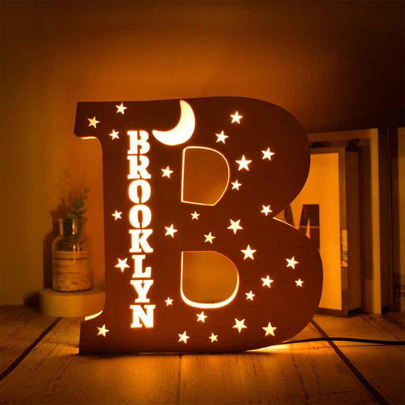 Custom Name Decor Led Night Light Engrave Stars and Moon Light Up Letters for Wall Alphabet Letters Light