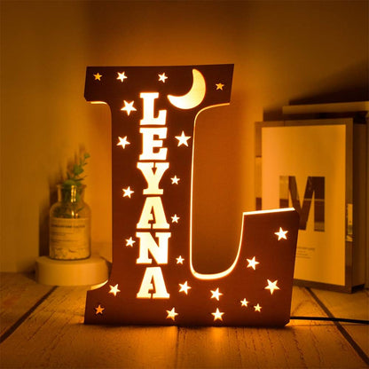 Custom Name Decor Led Night Light Engrave Stars and Moon Light Up Letters for Wall Alphabet Letters Light