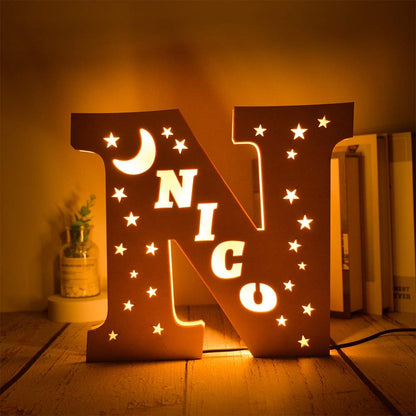 Custom Name Decor Led Night Light Engrave Stars and Moon Light Up Letters for Wall Alphabet Letters Light