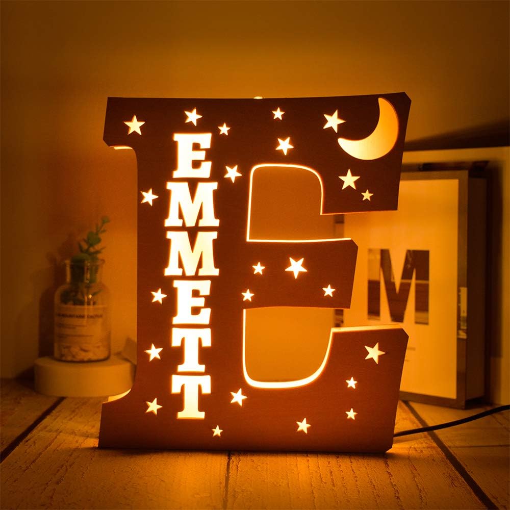 Custom Name Decor Led Night Light Engrave Stars and Moon Light Up Letters for Wall Alphabet Letters Light