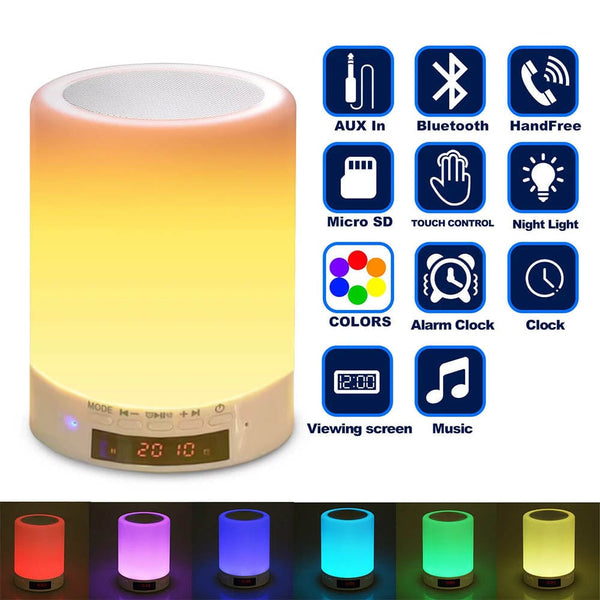 Custom Photo Wireless Speaker Bluetooth Music Player Creative Touch Pat Light Colorful LED Night Light Alarm Clock Table Lamp