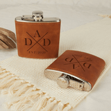 Personalized Leather Flask 6 OZ Custom Date Hip Flask for Father's Day Gift for Dad Personalized Gift for Him