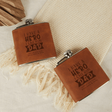 Personalized Leather Flask 6 OZ Custom Name Hero Dad Hip Flask for Father's Day Gift for Dad Personalized Gift for Him