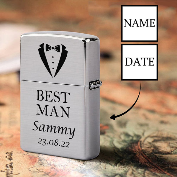 Custom Name&Date Metal Lighter Housing Best Man Father's Day Gift